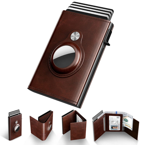 Typecase Mens Wallet Card Holder for Tracker: Leather Smart Wallet for Men Compatible with Apple Tracker, RFID Blocking, Slim, Minimalist - 9-14 Card Capacity | ID Window | Cash Slot